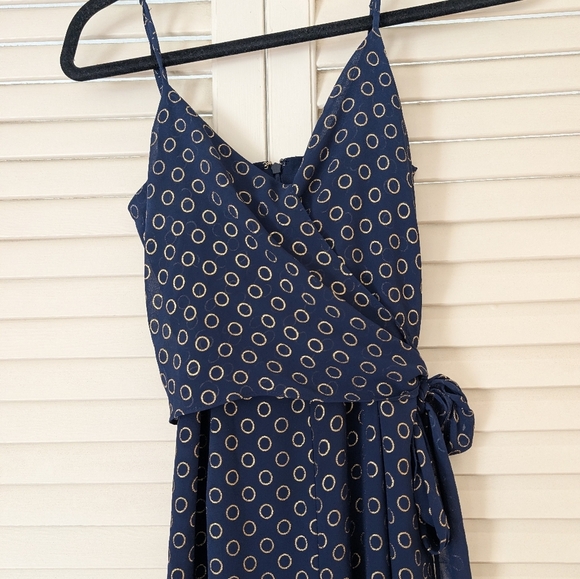 Michael Kors Navy Blue & Golden Circles Jumpsuit - Picture 4 of 9